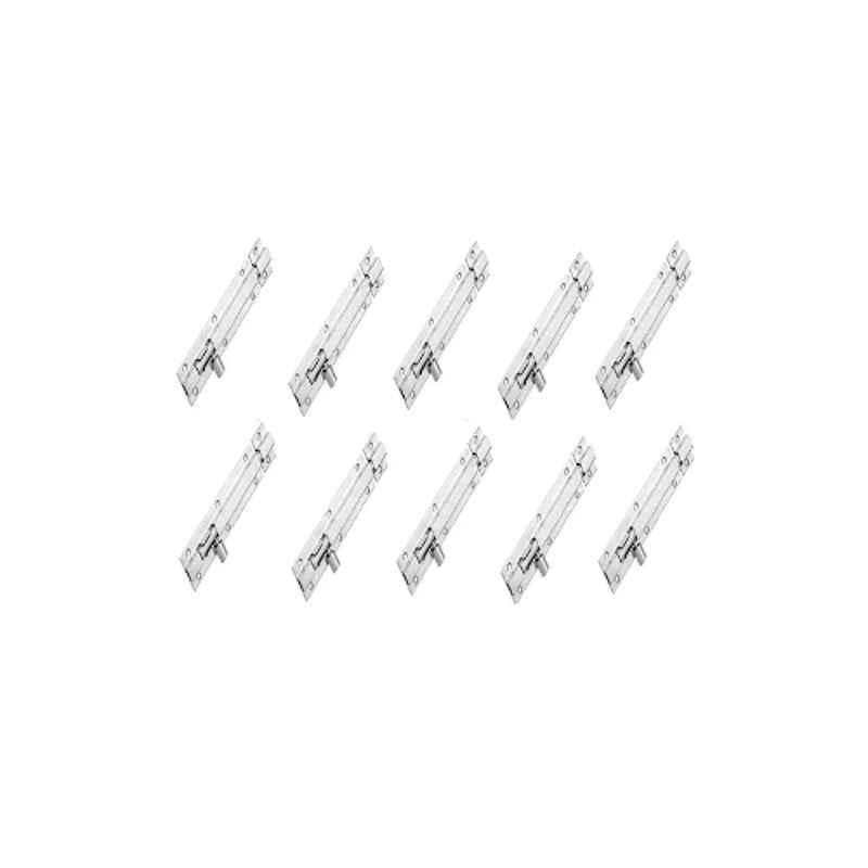 Fastgear Stainless Steel Silver Matt & Glossy Finish Push to Close Tower Bolt, FG3436 (Pack of 10)