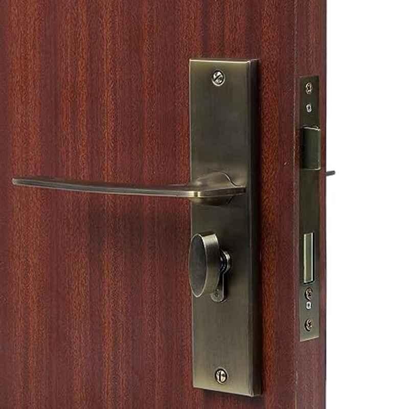 Handle Waala Bentley 8 inch 60mm Stainless Steel Antique Brass Finish Cylindrical Plate One Side Key Mortise Door Lock Set
