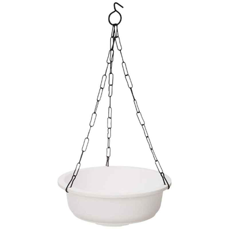 Gardens Need 4 Pcs 26x26x8.5cm 100% Virgin Plastic Bonsai-10 White Hanging Planter with Iron Chain