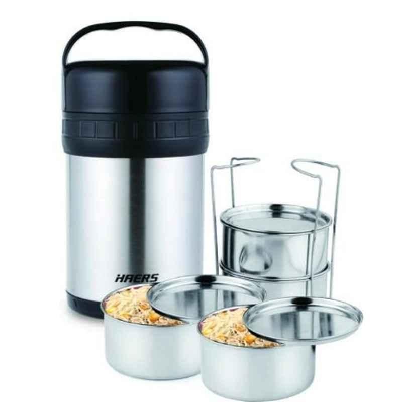 Haers 1000ml Stainless Steel Lunch Box, HR-1000-1 (Pack of 3)