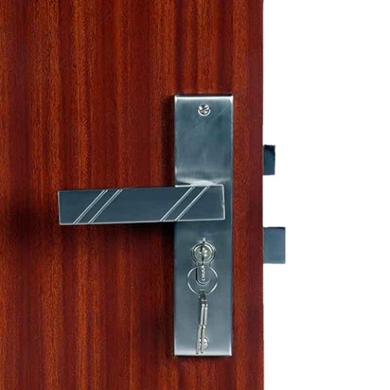 Homexpert Altis 8 inch 60mm Stainless Steel Satin Finish Cylindrical Plate Both Side Key Mortise Door Lock Set