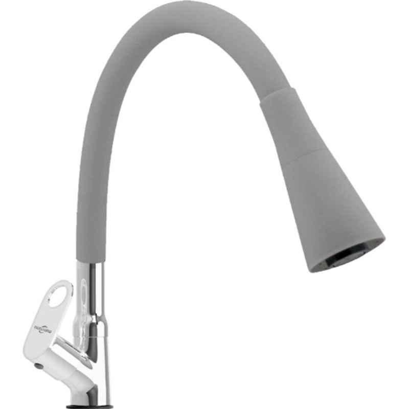 Neelkund Opal Prime Smart Brass Grey Chrome Finish Flexible Swan Neck Pillar Tap with 360 deg Swivel Spout for Kitchen & Wash Basin