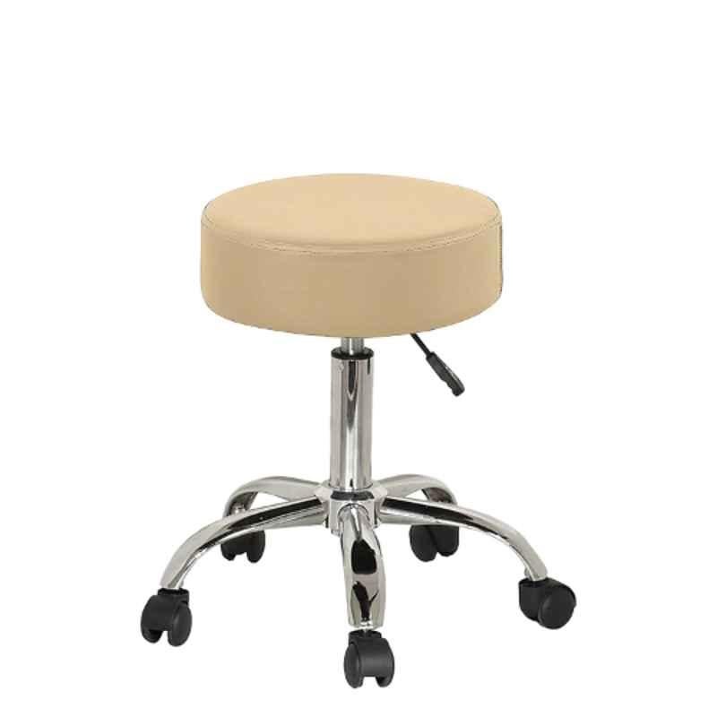 Chairwale Rio Cream Faux Leather Revolving Adjustable Stool with Wheels for Living Room, Home Office & Kitchen, P7103